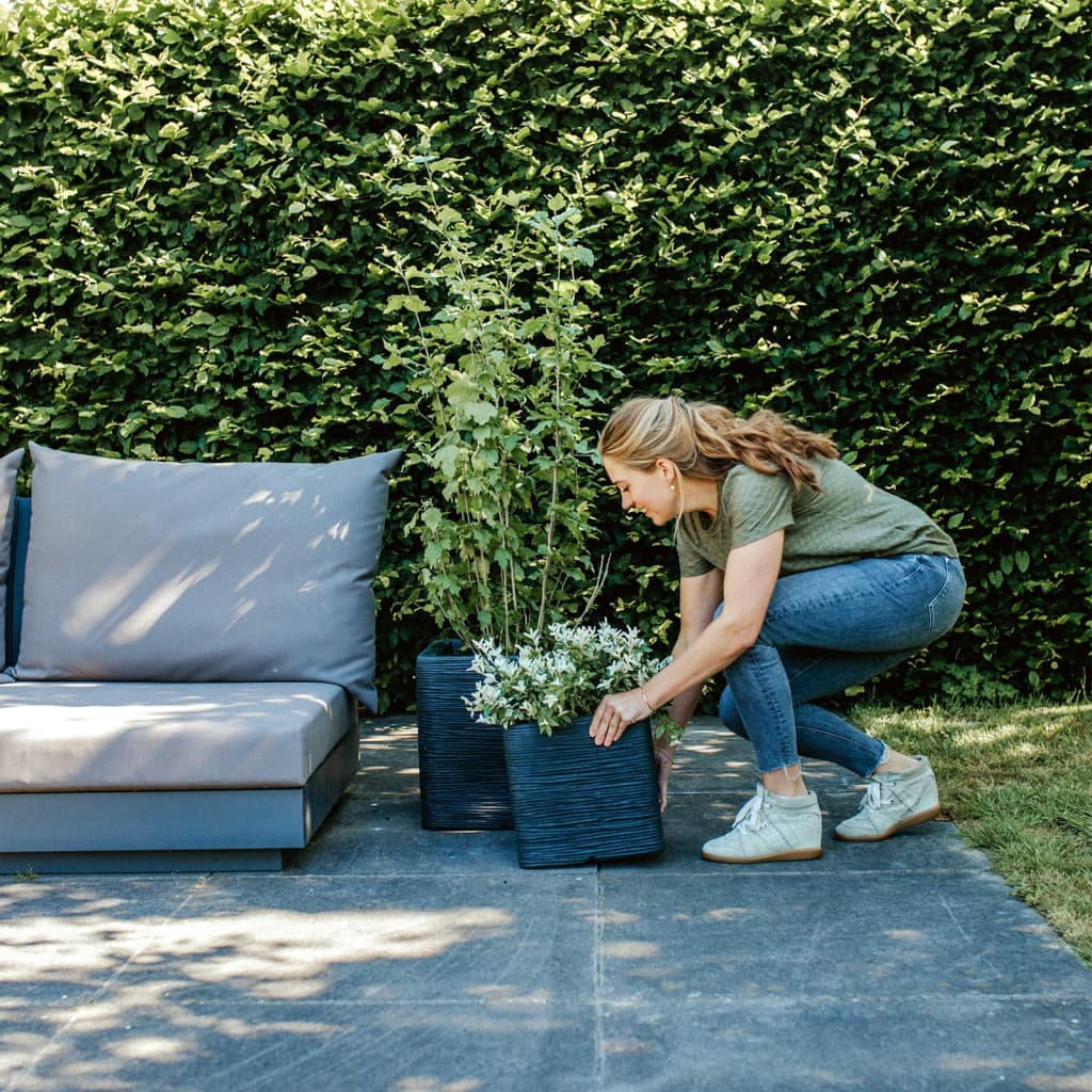 Capi Jardinieră Nature Rib, negru, 40x40 cm, pătrat, KBLR903
