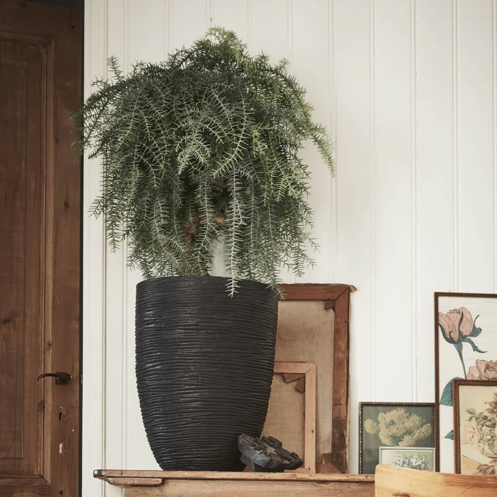 Capi Vas de plante Nature Rib elegant, negru, 46x58 cm, adânc, KBLR783