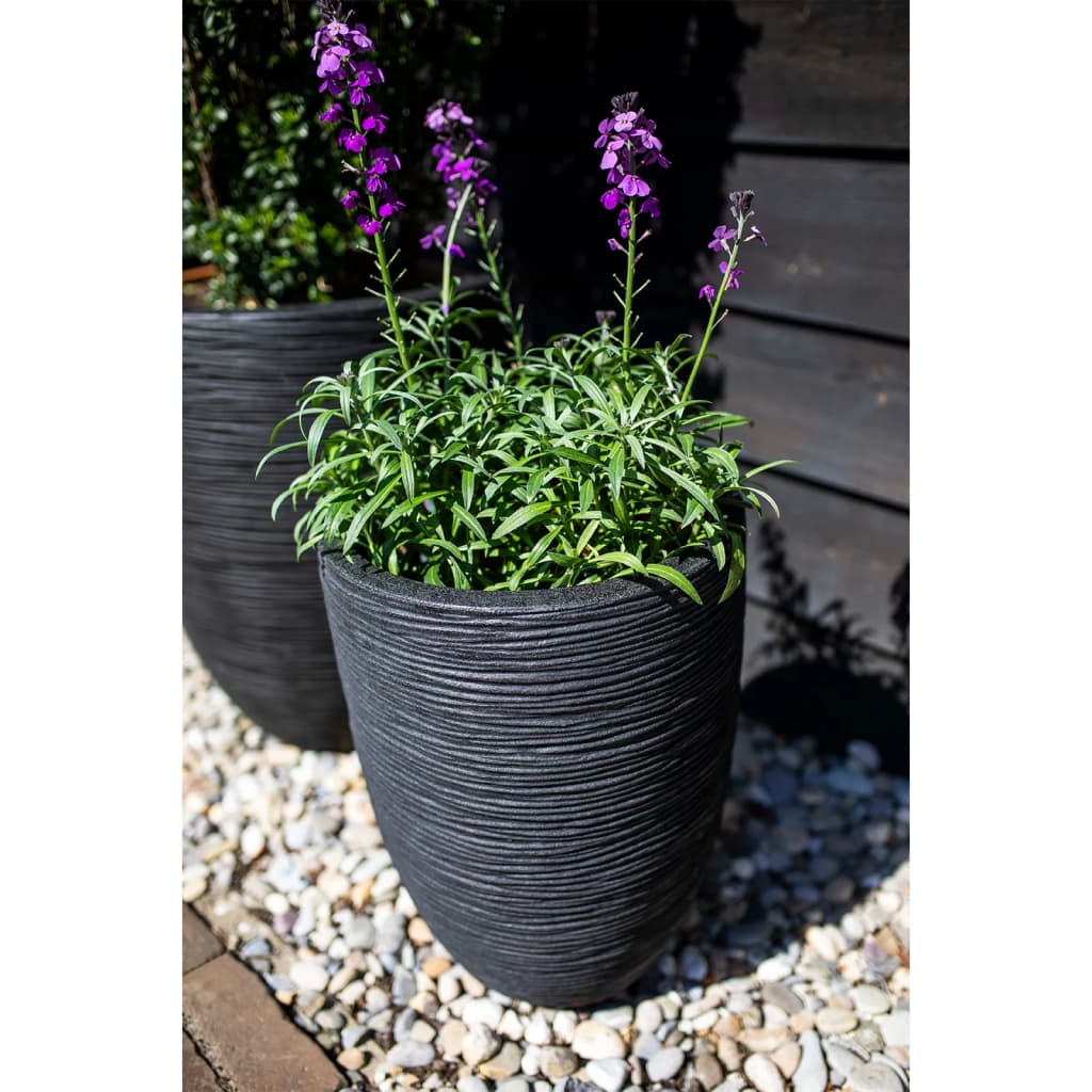 Capi Vas de plante Nature Rib elegant, negru, 46x58 cm, adânc, KBLR783