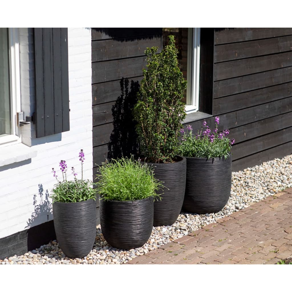 Capi Vas de plante Nature Rib elegant, negru, 46x58 cm, adânc, KBLR783