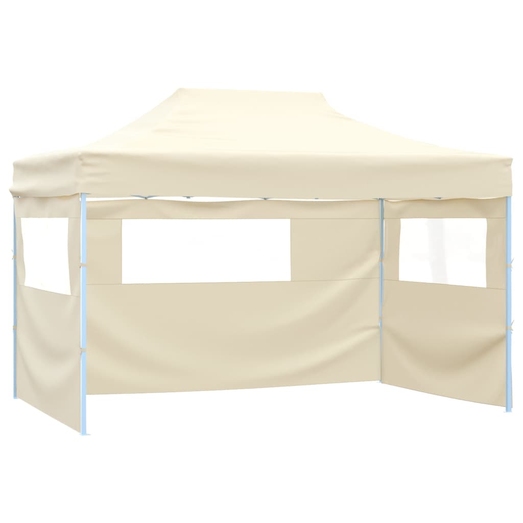 Pop-up folding tent with 4 side walls, cream white, 3x4.5 m