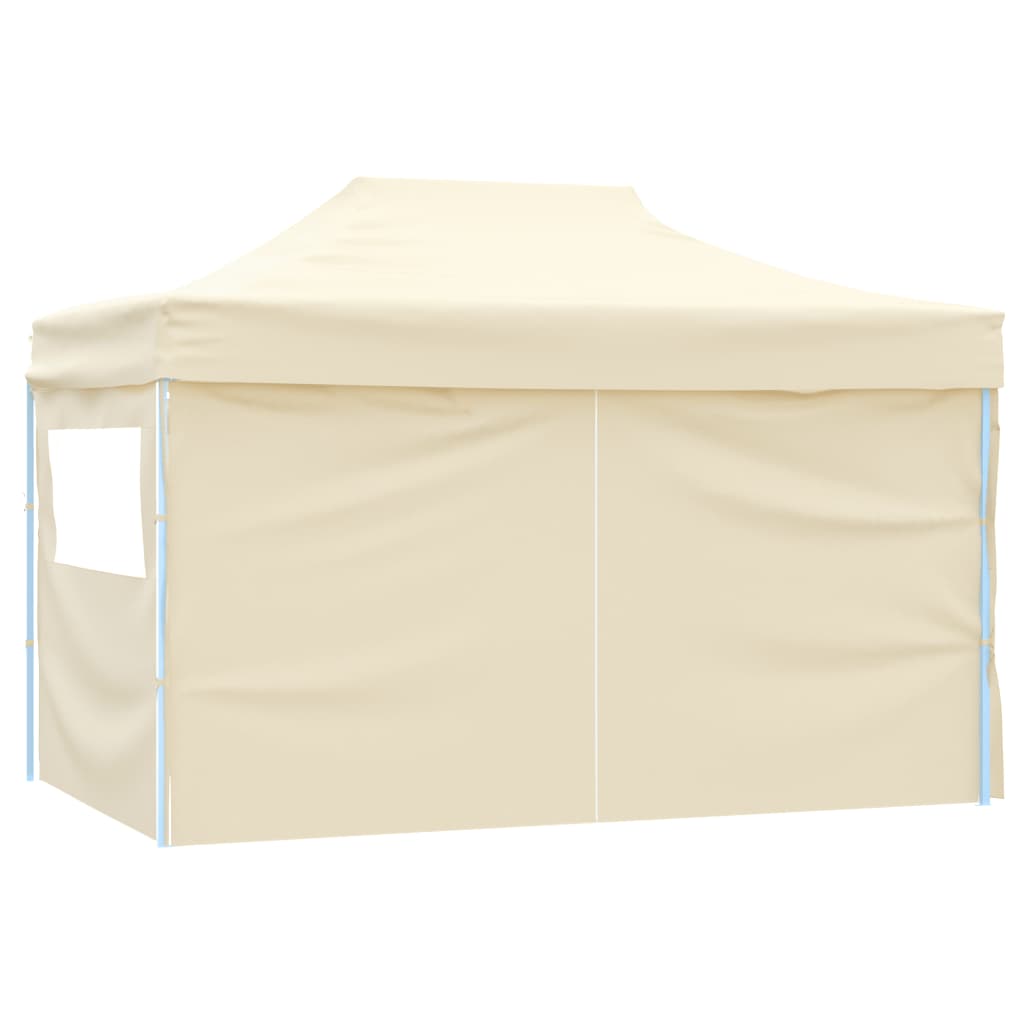 Pop-up folding tent with 4 side walls, cream white, 3x4.5 m