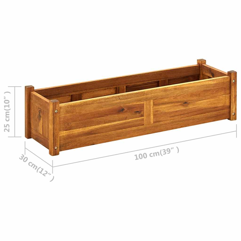 Strat înălțat de grădină, 100x30x25 cm, lemn de acacia