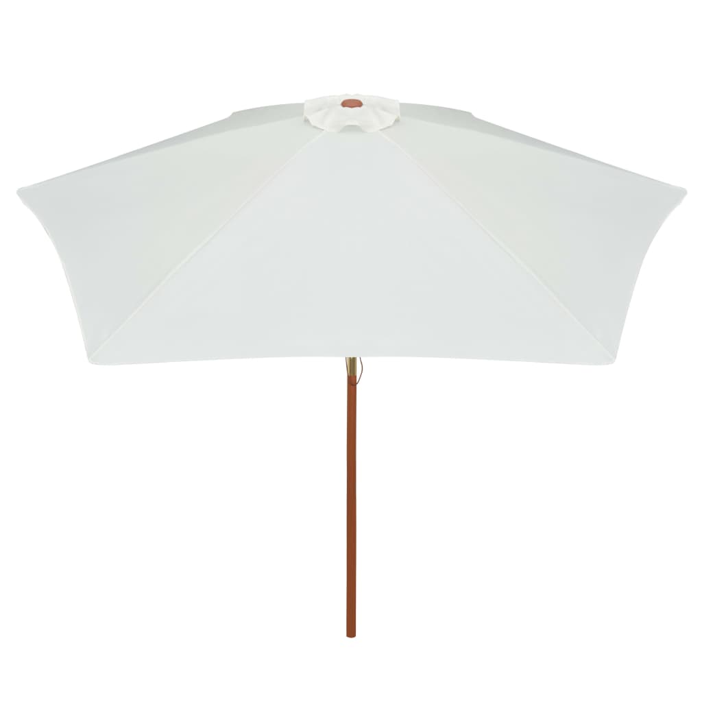 Umbrelă de soare cu stâlp de lemn, alb crem, 270x270 cm