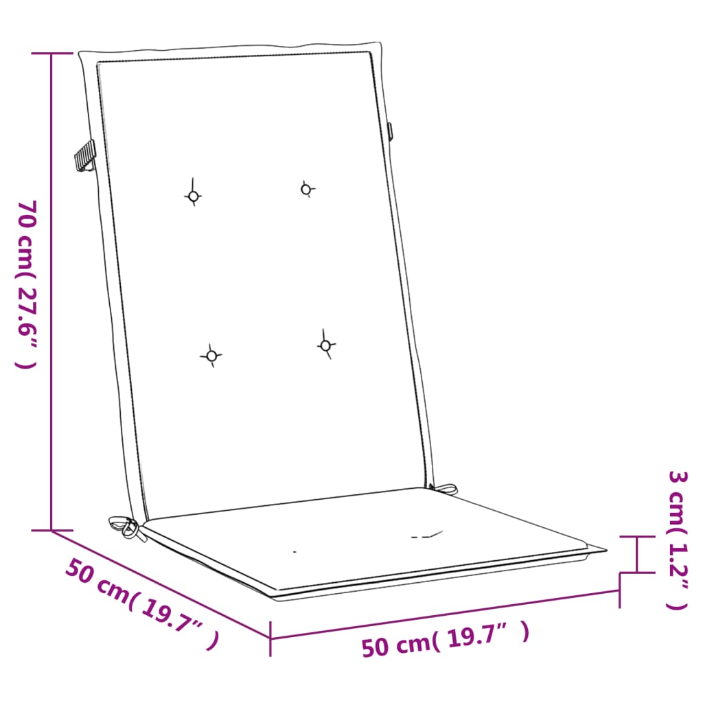 Perne scaun cu spătar înalt, 2 buc., gri, 120x50x3 cm, textil