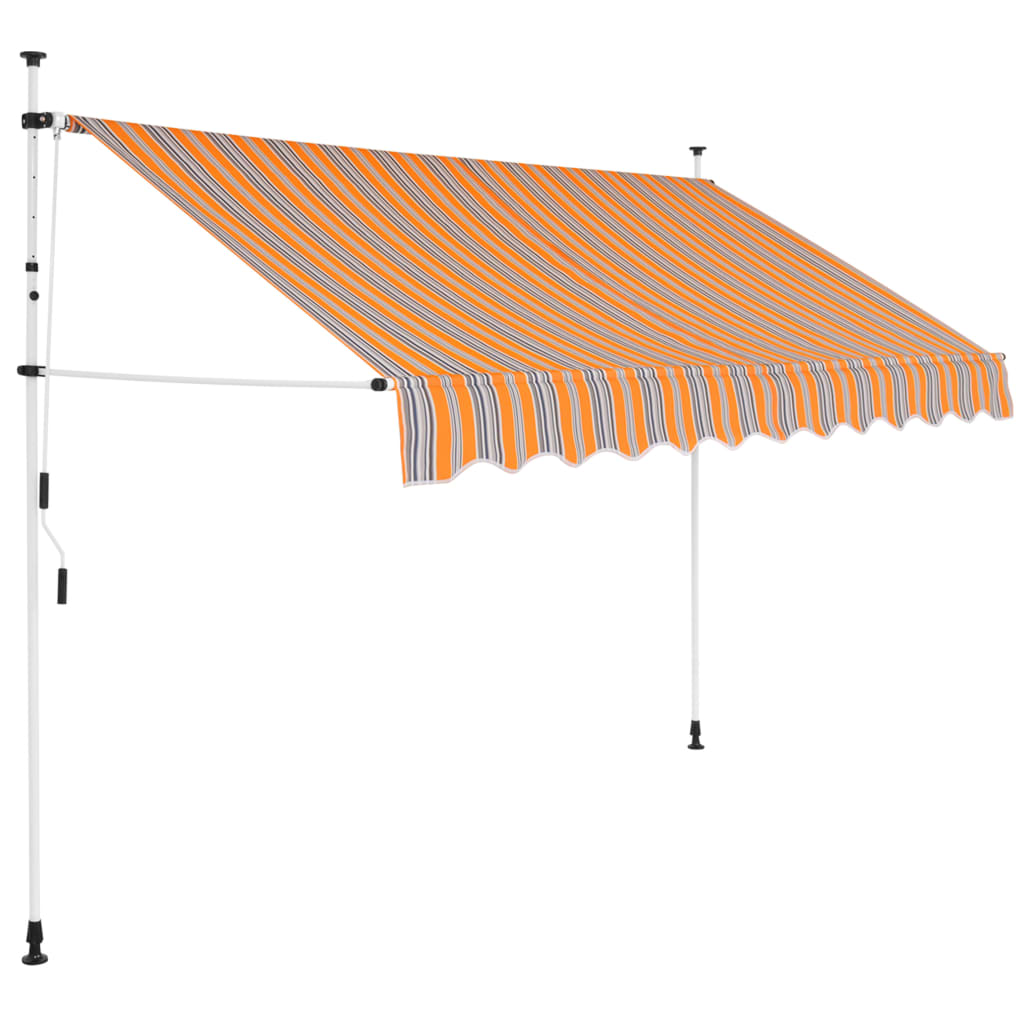 Copertină retractabilă manual, dungi galben și albastru, 300 cm