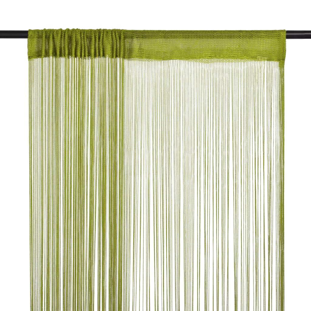 Draperii cu franjuri, 2 buc., 100 x 250 cm, verde