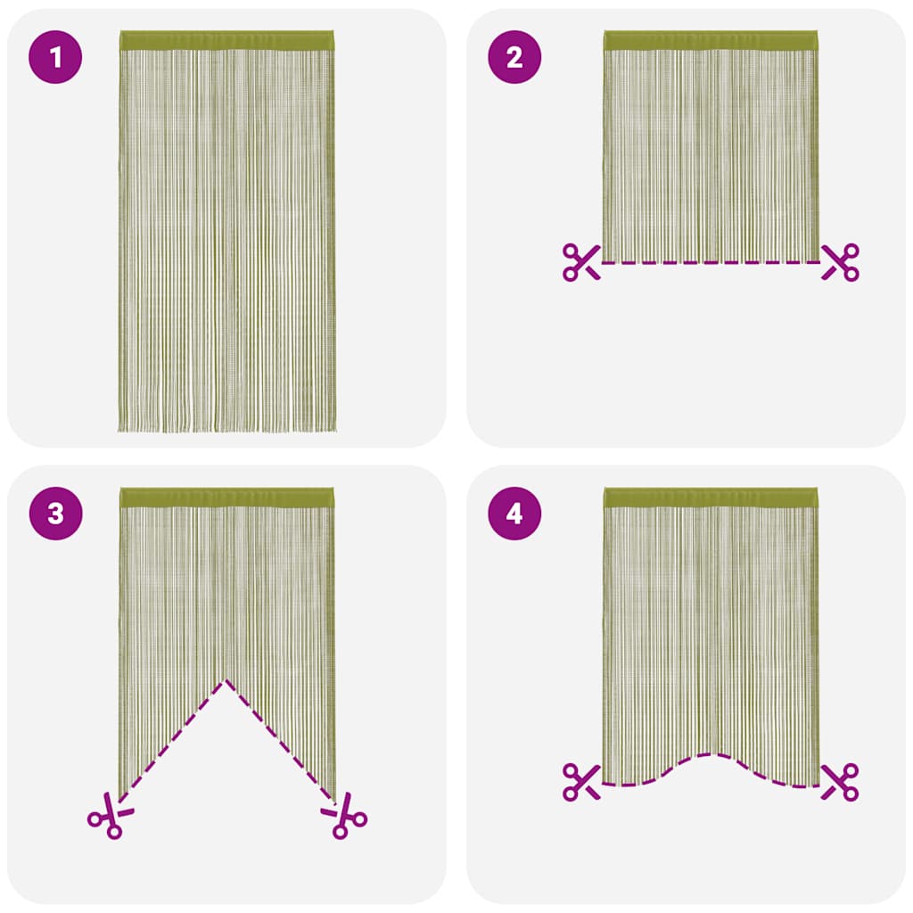 Draperii cu franjuri, 2 buc., 100 x 250 cm, verde