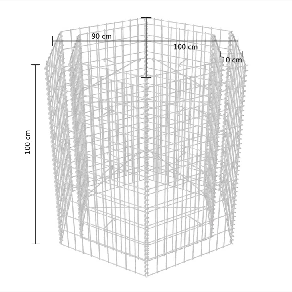 Strat înălțat gabion hexagonal, 100 x 90 x 100 cm