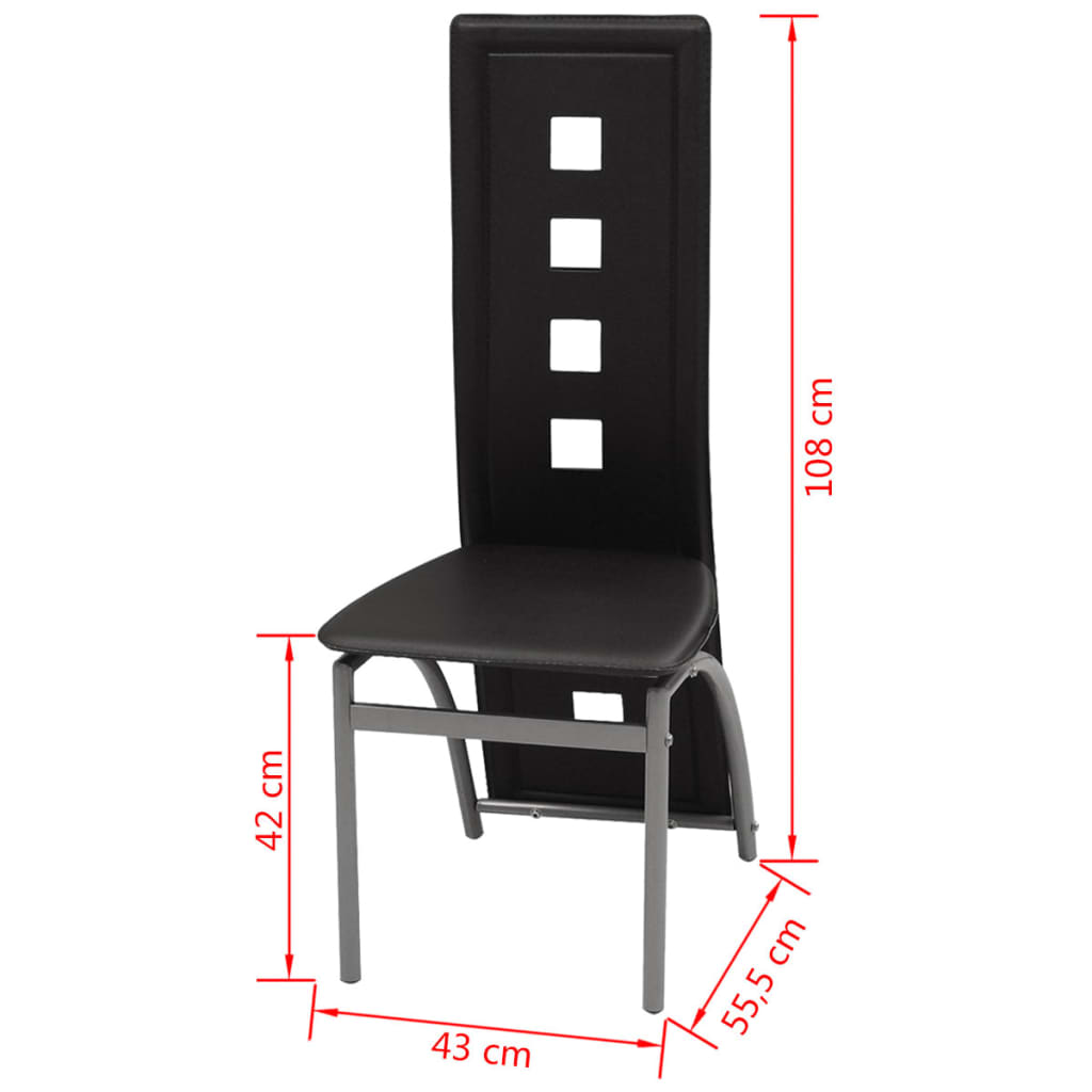 Scaune de sufragerie, 4 buc., negru, piele ecologică