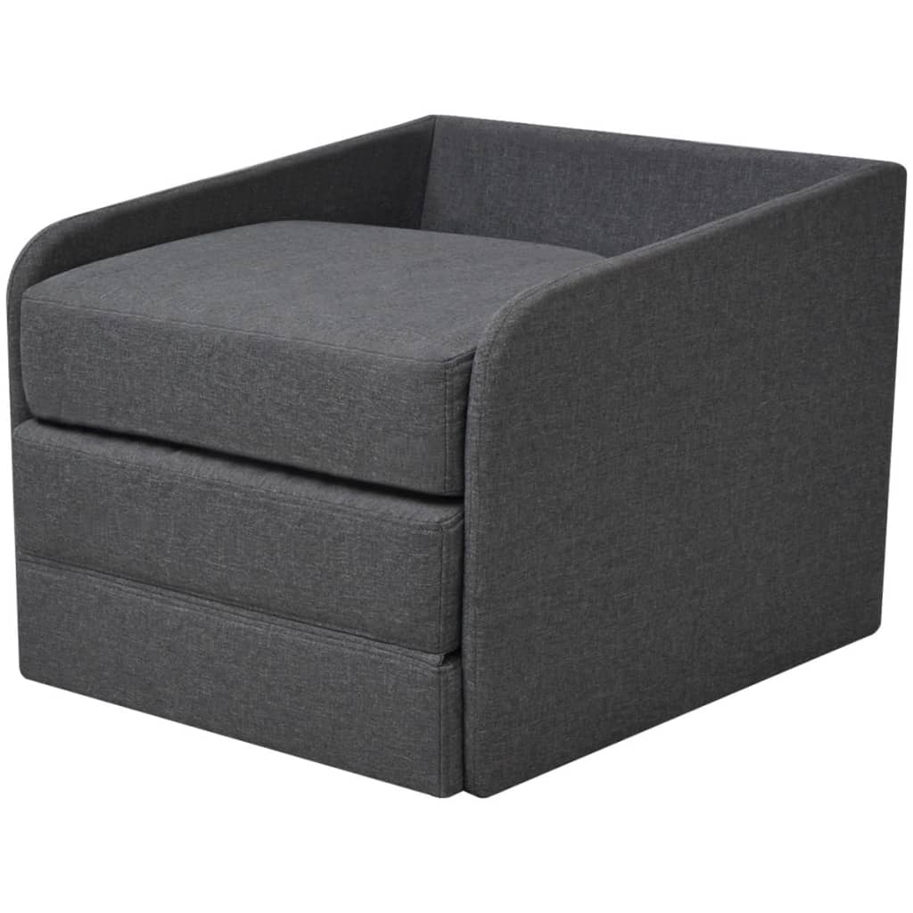Fotoliu pat extensibil, gri închis, material textil