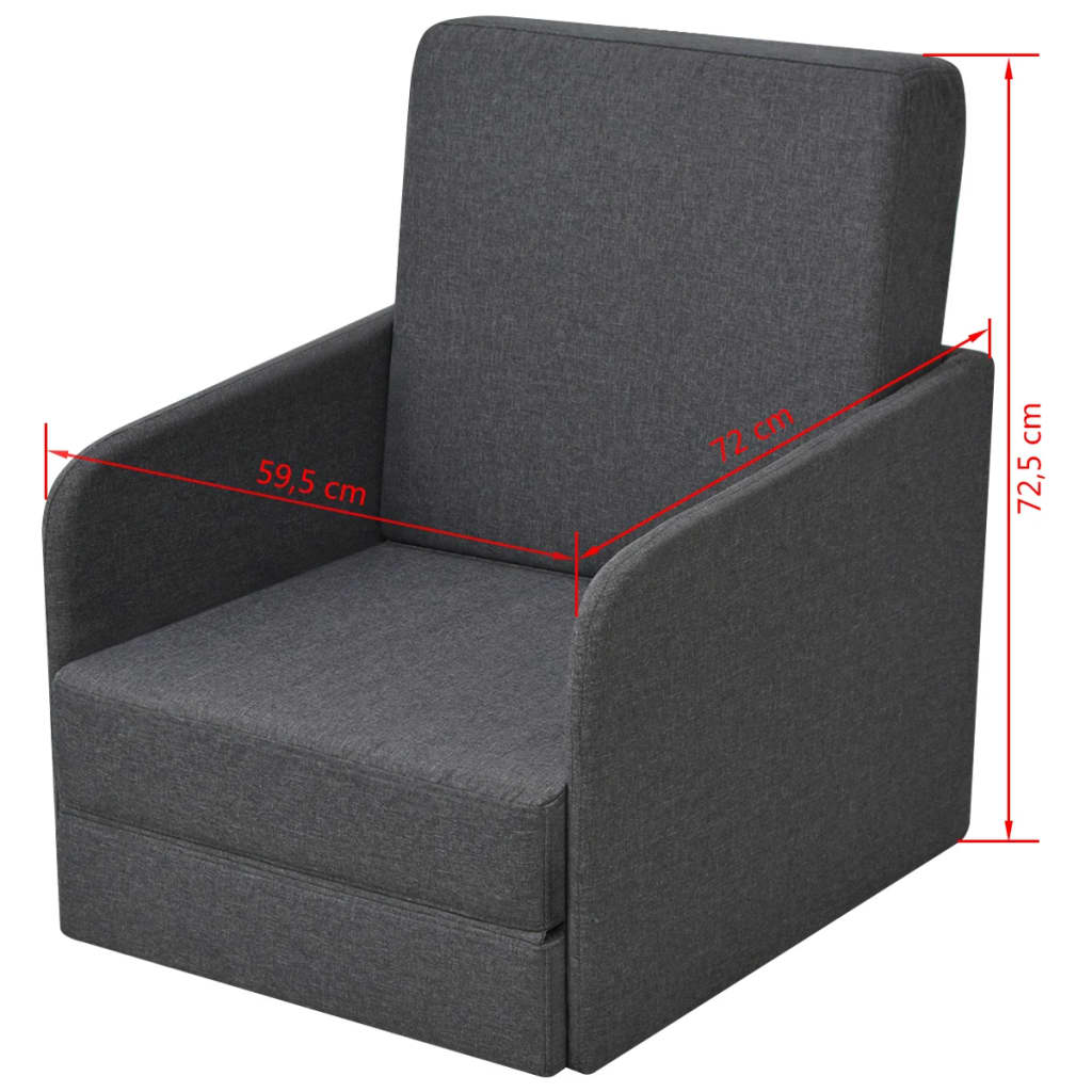 Fotoliu pat extensibil, gri închis, material textil