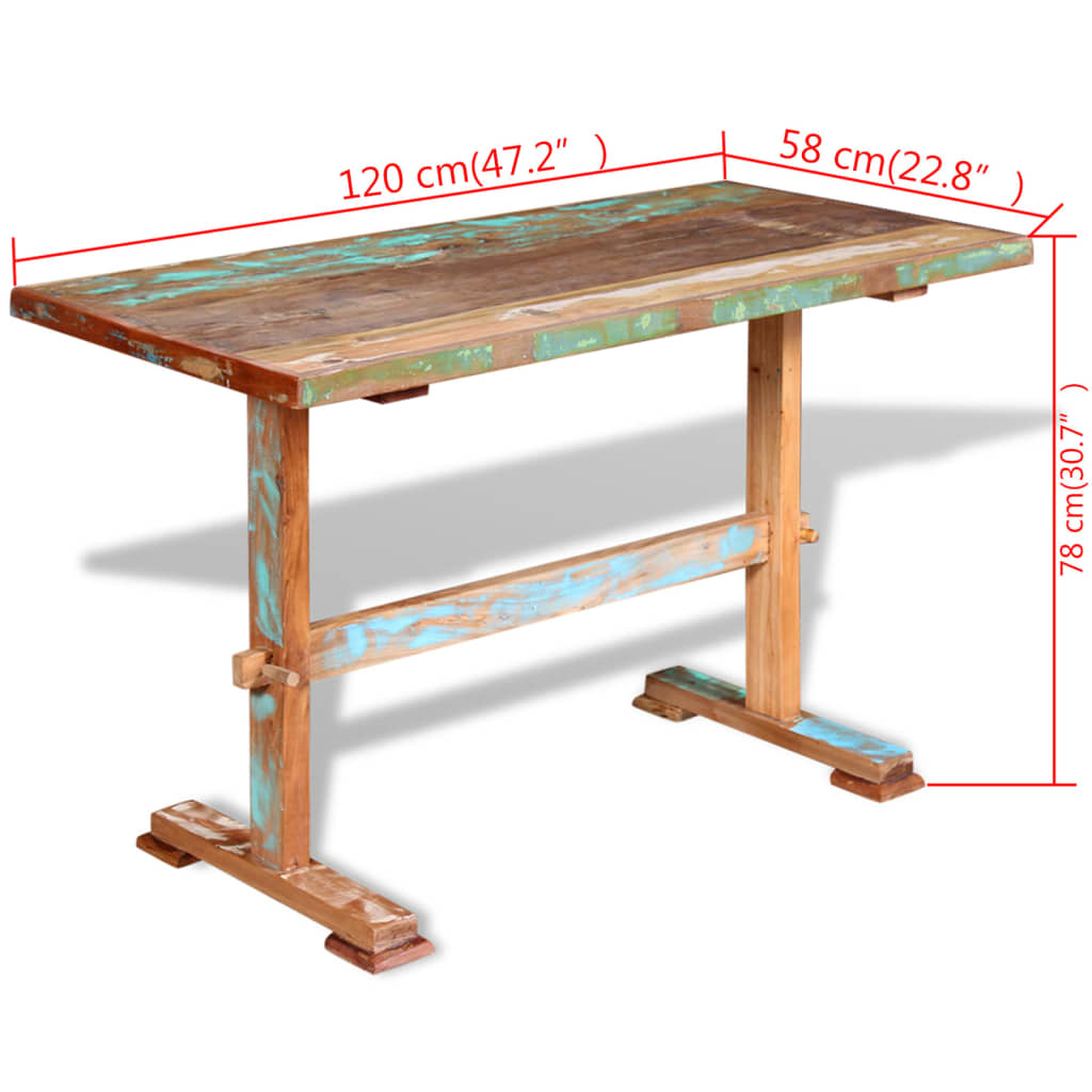 Masă bucătărie tip piedestal, 120x58x78cm, lemn solid reciclat