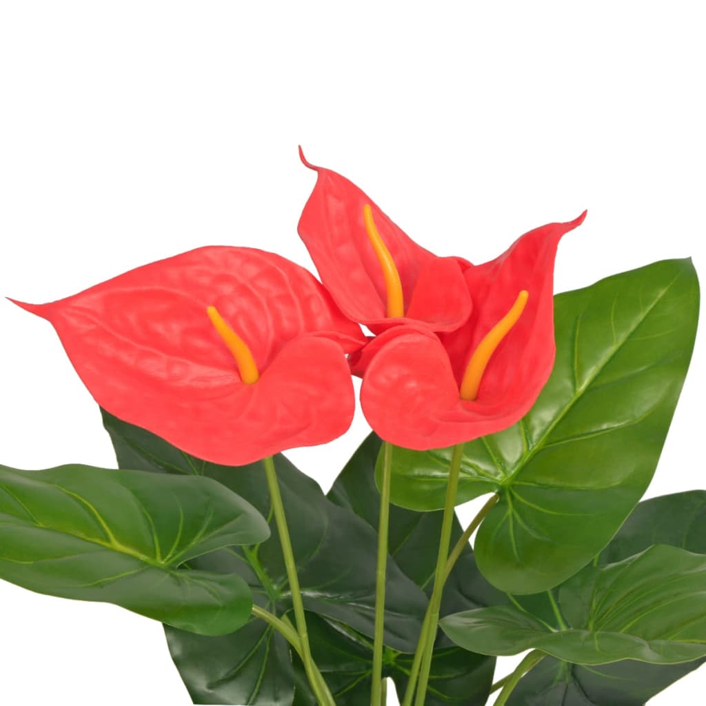 Plantă artificială Anthurium cu ghiveci, 45 cm, roșu și galben