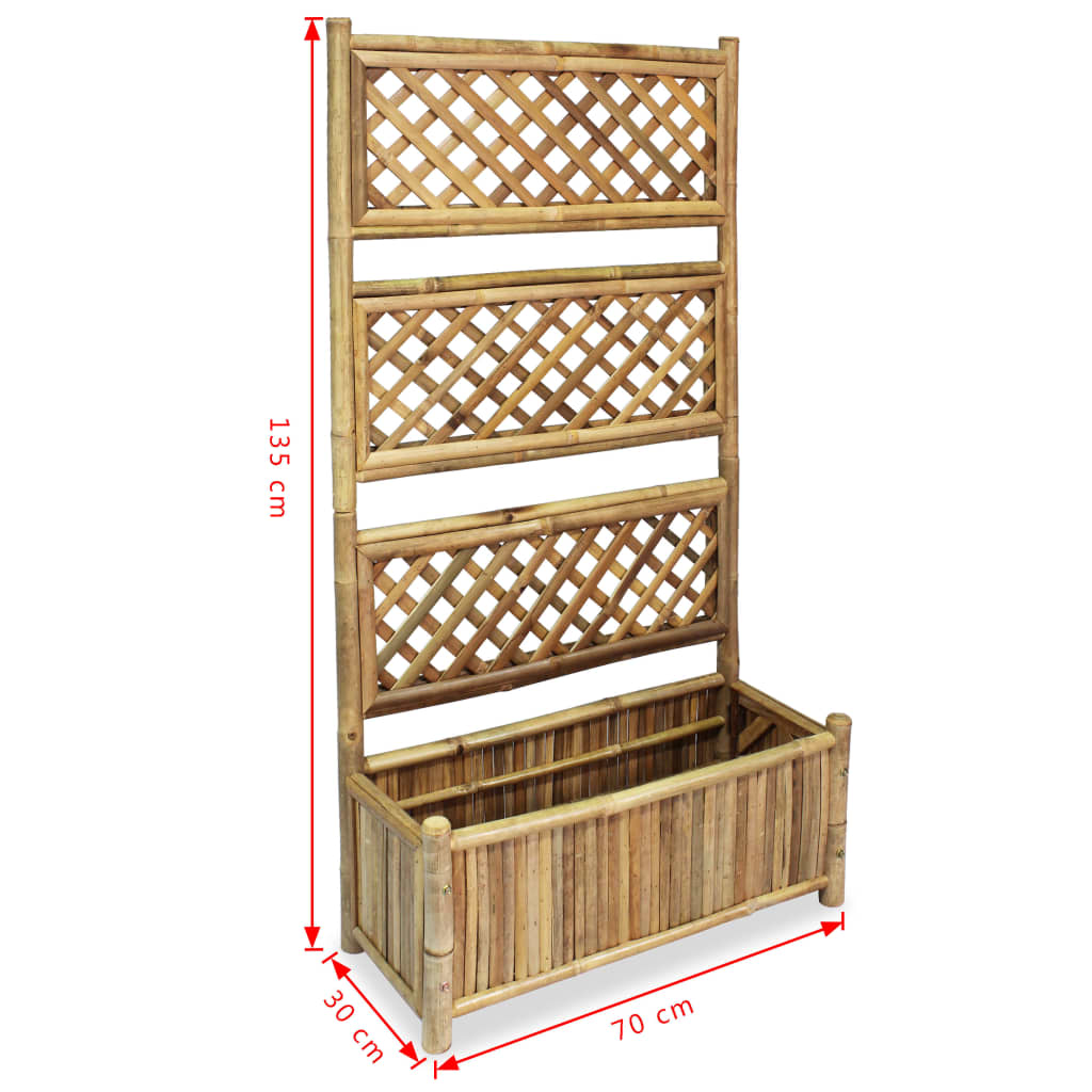 Strat înălțat de grădină cu spalier din bambus, 70 cm