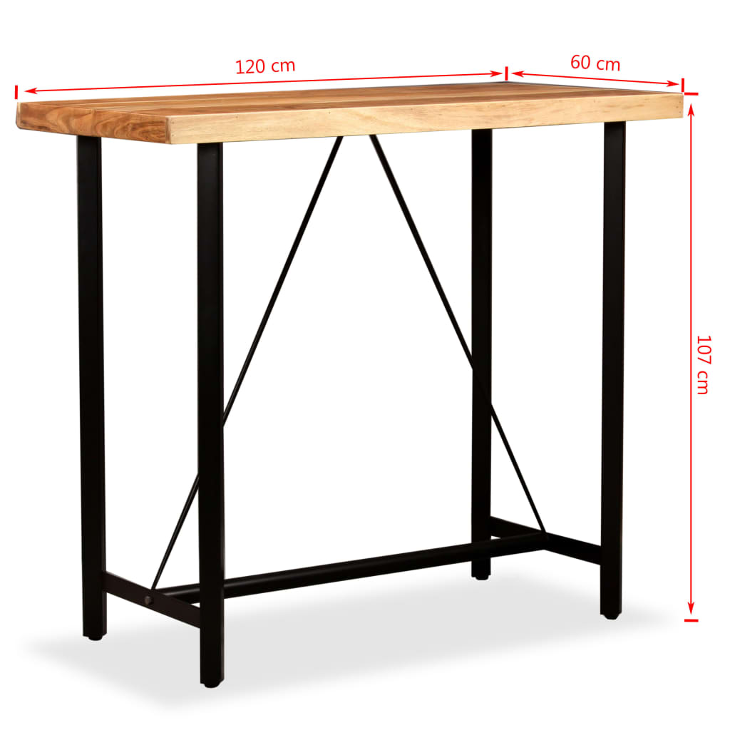 Masă de bar, lemn masiv de acacia, 120 x 60 x 107 cm