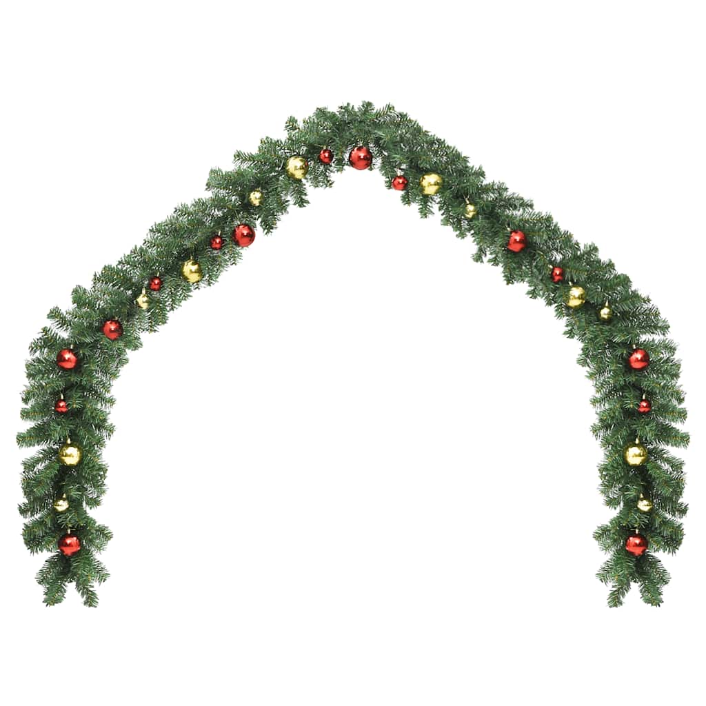 Ghirlandă de Crăciun decorată cu globuri și lumini LED, 10 m