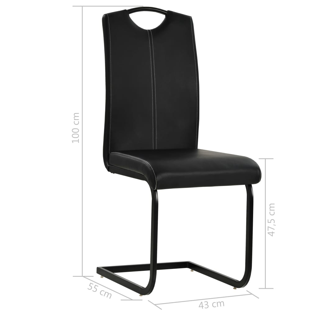 Scaune de bucătărie consolă, 2 buc., negru, piele ecologică