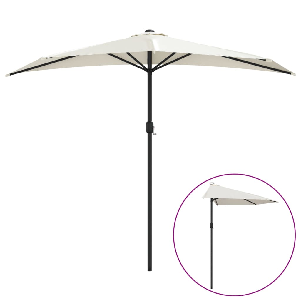 Umbrelă de soare pentru balcon tijă aluminiu nisipiu 270x144cm