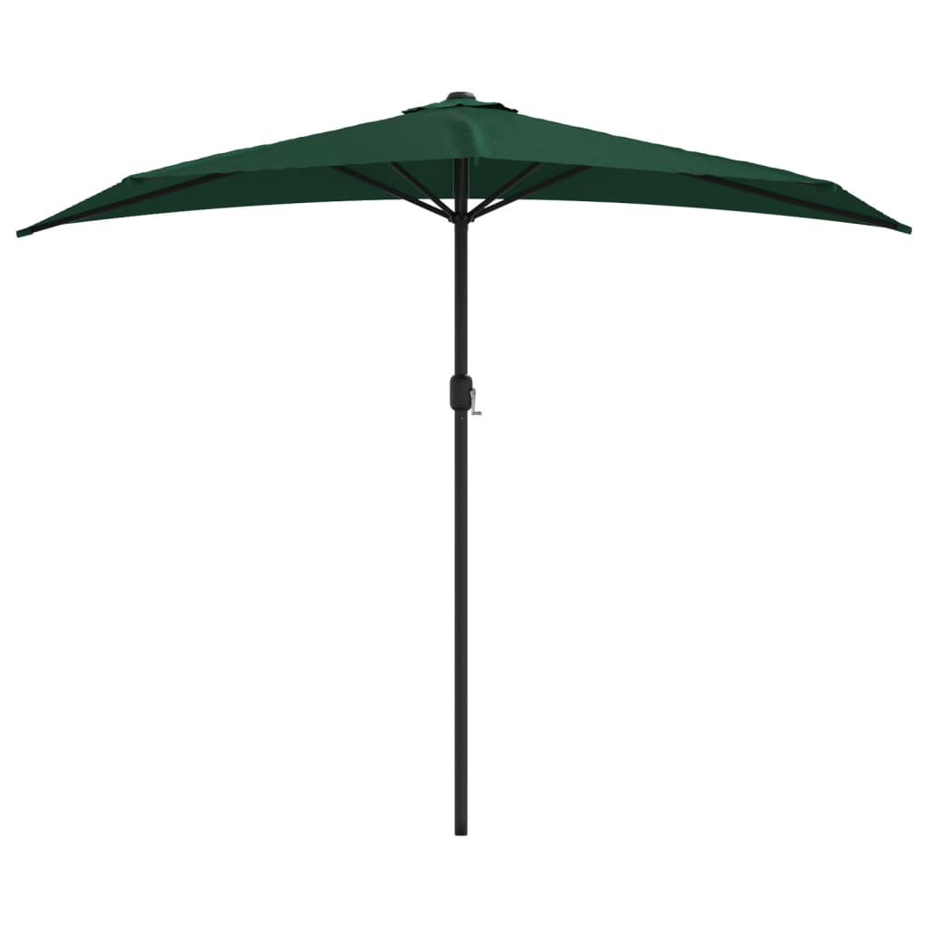 Umbrelă de soare pentru balcon, tijă aluminiu, verde, 270x144cm