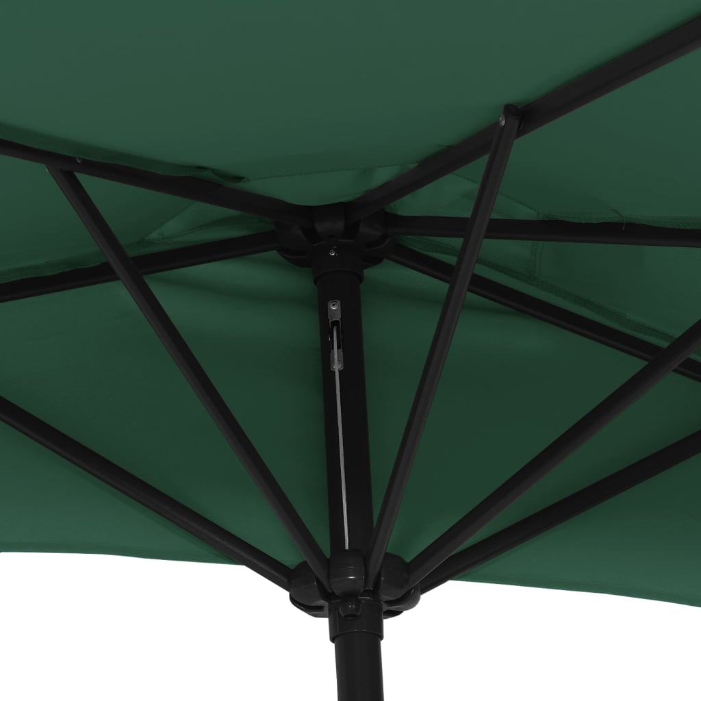 Umbrelă de soare pentru balcon, tijă aluminiu, verde, 270x144cm