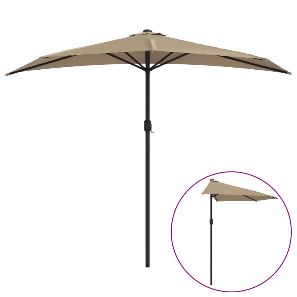 Umbrelă de soare de balcon, tijă aluminiu gri taupe, 270x144 cm