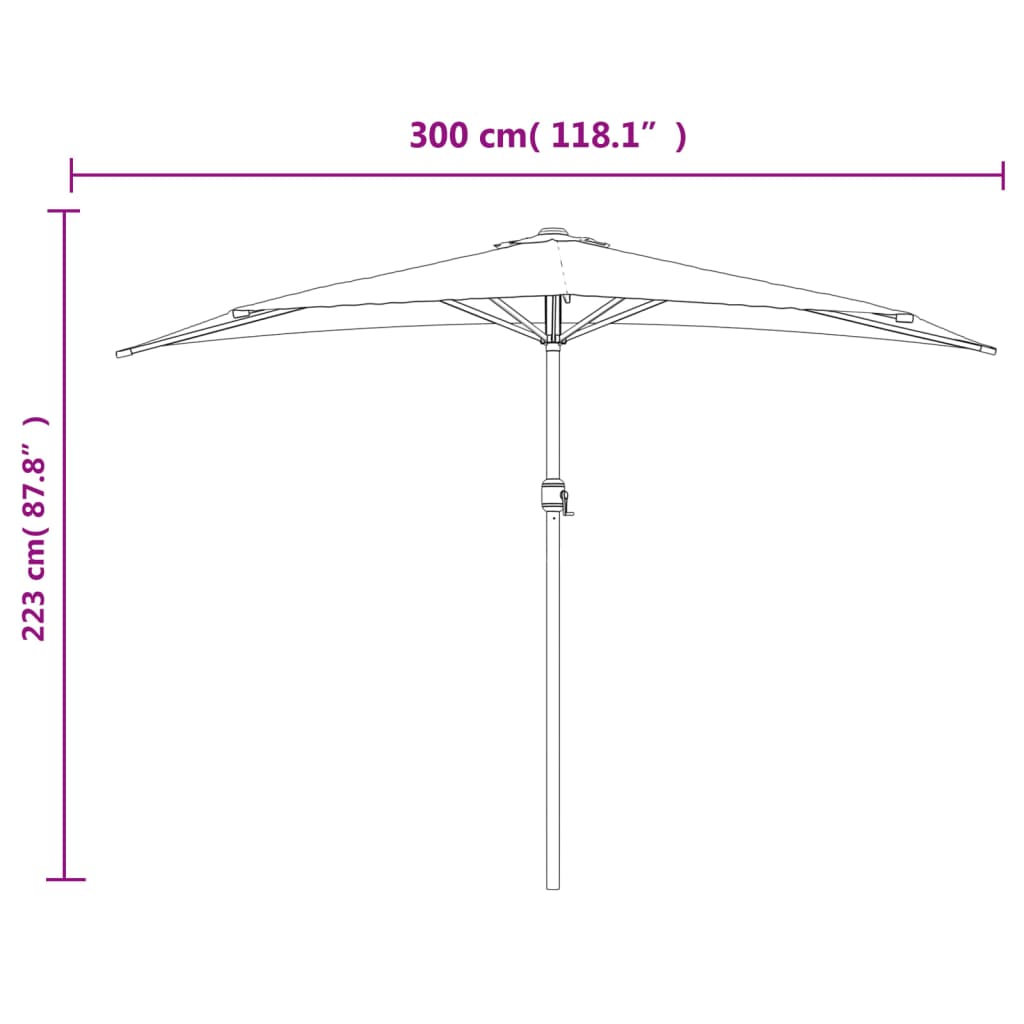 Umbrelă de soare de balcon, tijă aluminiu, nisipiu, 300x155 cm