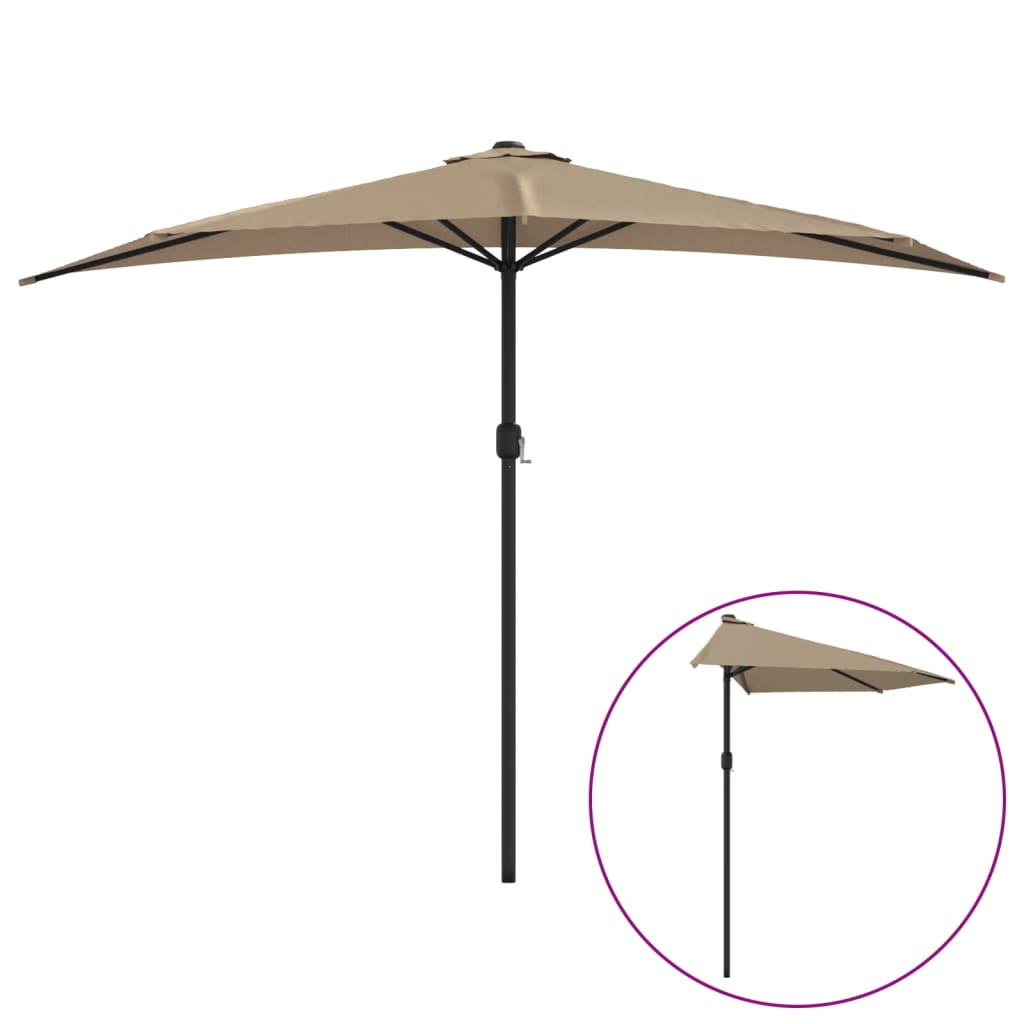 Umbrelă de soare de balcon, tijă aluminiu, gri taupe 300x155 cm