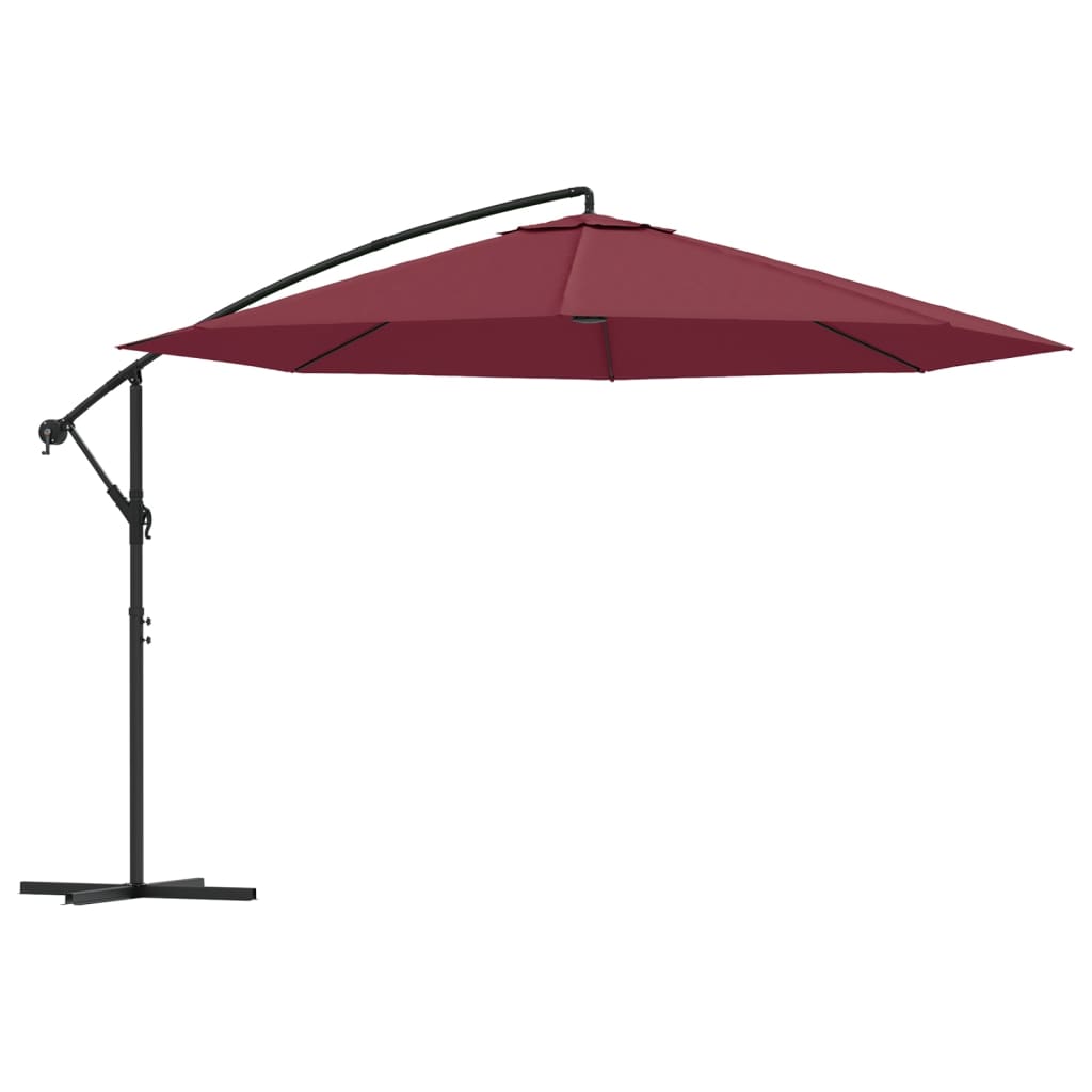 Umbrelă consolă de grădină cu stâlp din aluminiu, bordo, 350 cm