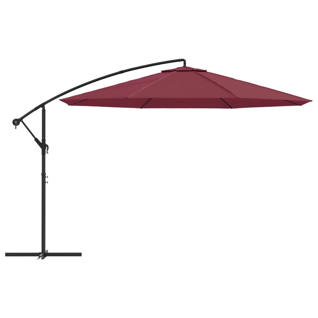 Umbrelă consolă de grădină cu stâlp din aluminiu, bordo, 350 cm