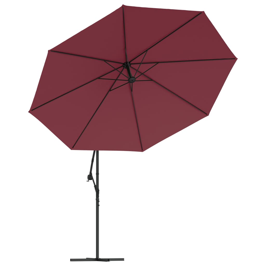 Umbrelă consolă de grădină cu stâlp din aluminiu, bordo, 350 cm