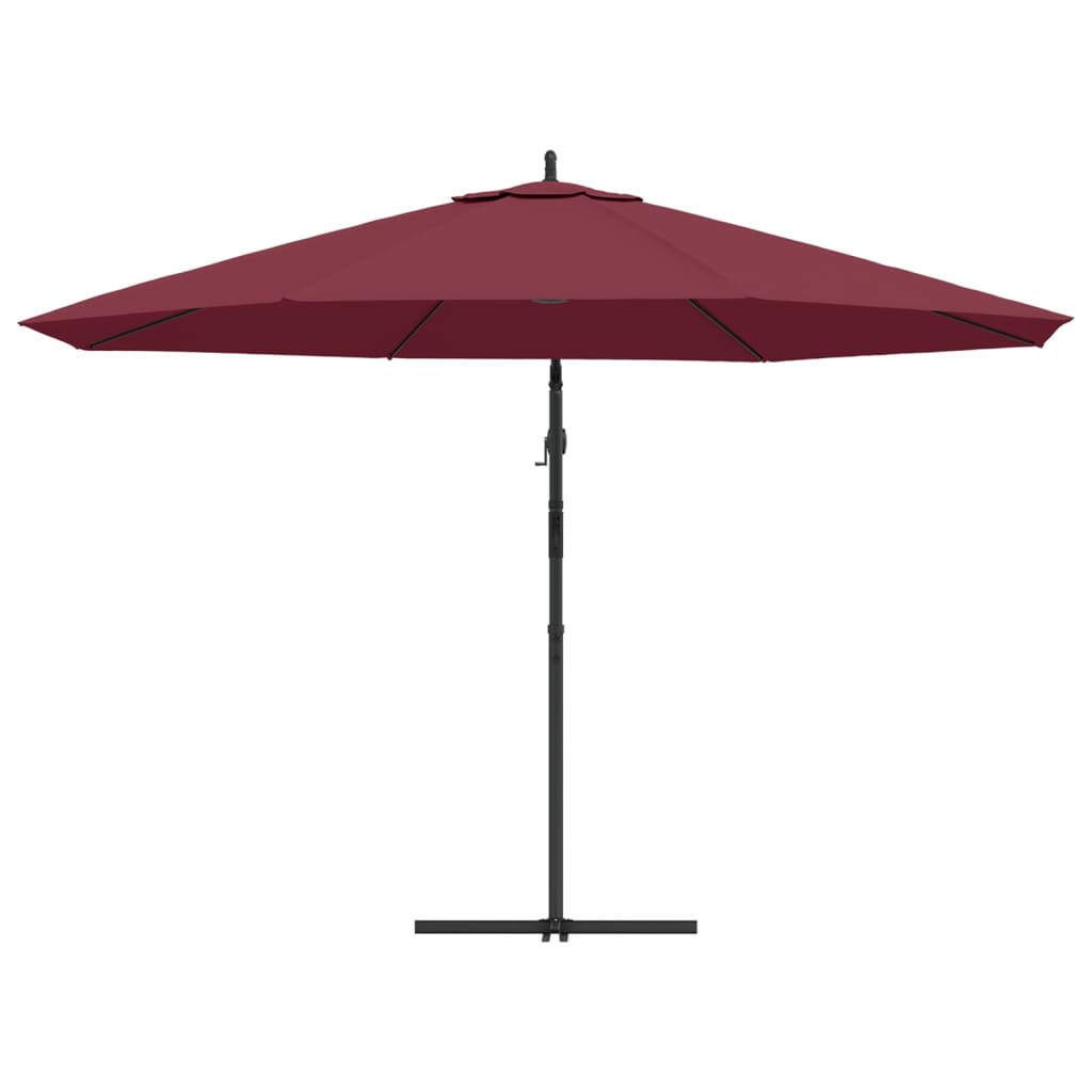 Umbrelă consolă de grădină cu stâlp din aluminiu, bordo, 350 cm