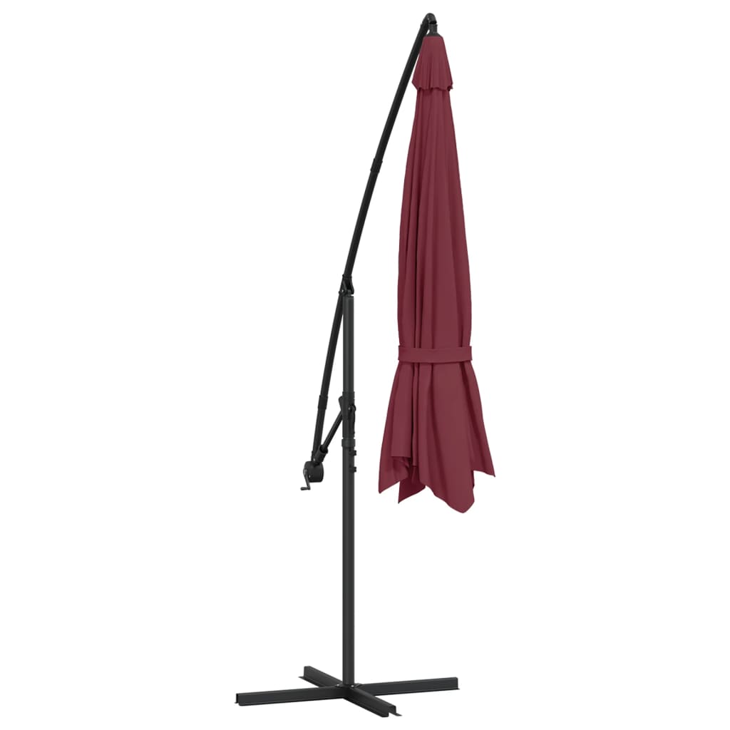 Umbrelă consolă de grădină cu stâlp din aluminiu, bordo, 350 cm