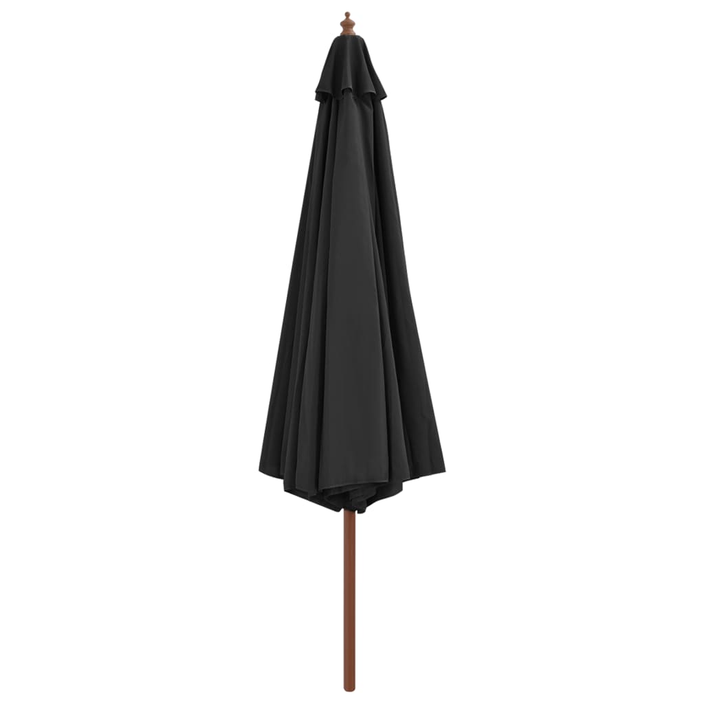 Umbrelă de soare de exterior, stâlp din lemn, antracit, 350 cm