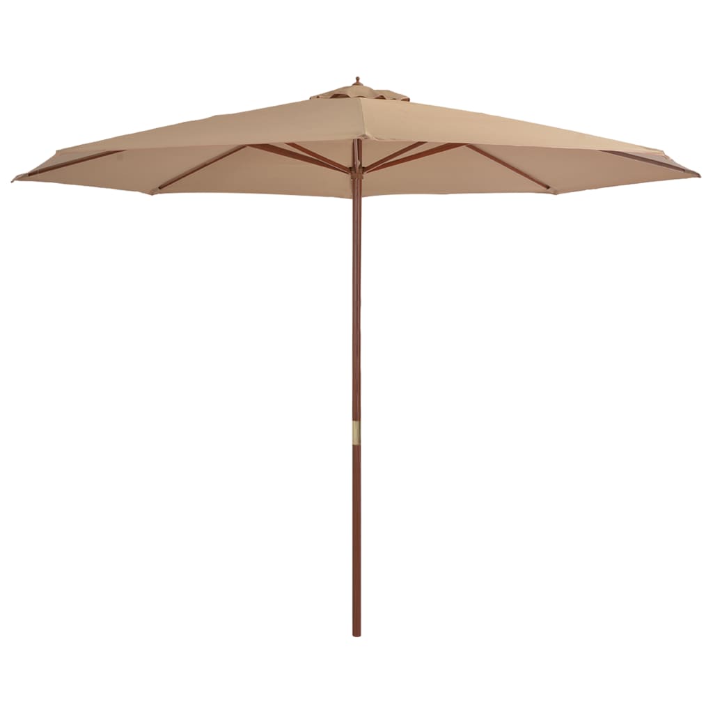 Umbrelă de soare de exterior, stâlp din lemn, gri taupe, 350 cm