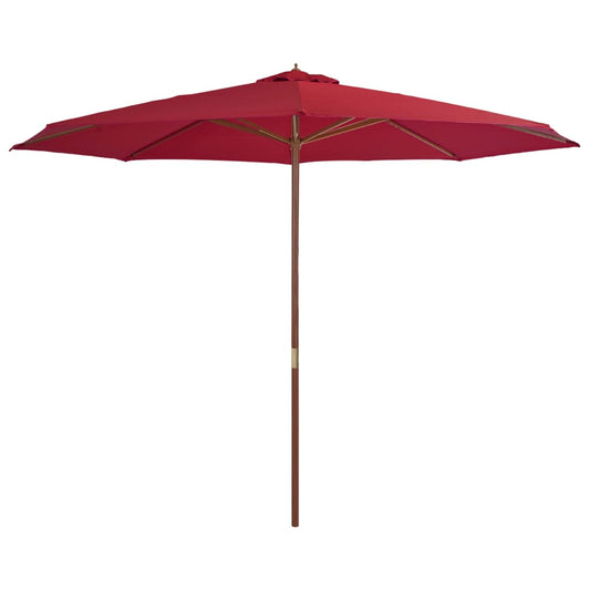 Umbrelă de soare de exterior cu stâlp din lemn, vișiniu, 350 cm