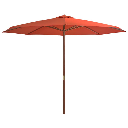 Umbrelă de soare de exterior, stâlp lemn, cărămiziu, 350 cm