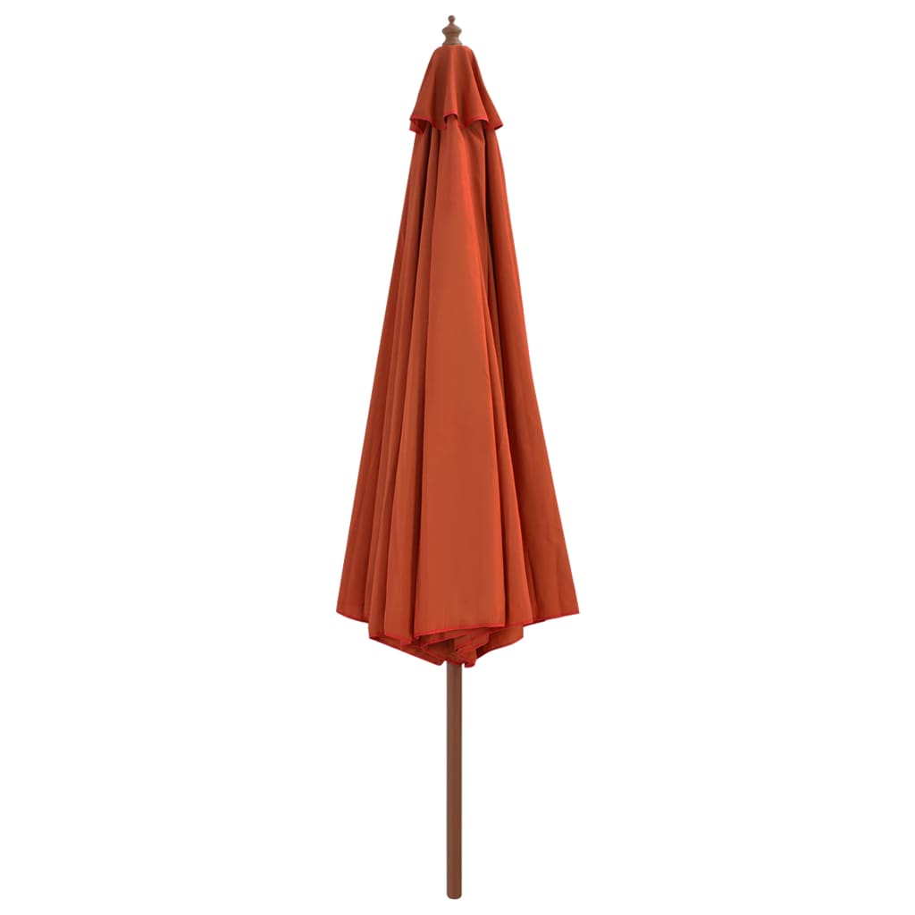 Umbrelă de soare de exterior, stâlp lemn, cărămiziu, 350 cm