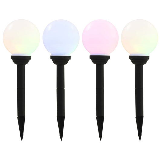 Lămpi solare de exterior cu LED, 4 buc., 15 cm, RGB, sferic