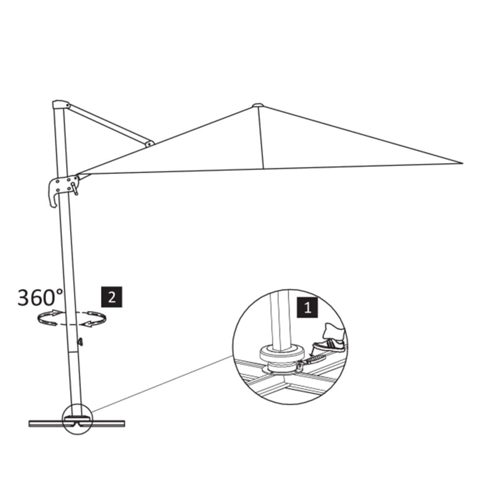 Umbrelă în consolă cu stâlp din aluminiu, nisipiu, 300x300 cm