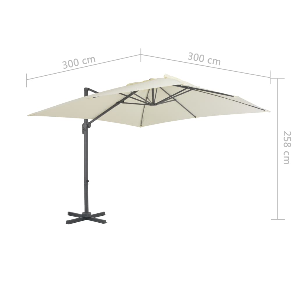 Umbrelă în consolă cu stâlp din aluminiu, nisipiu, 300x300 cm