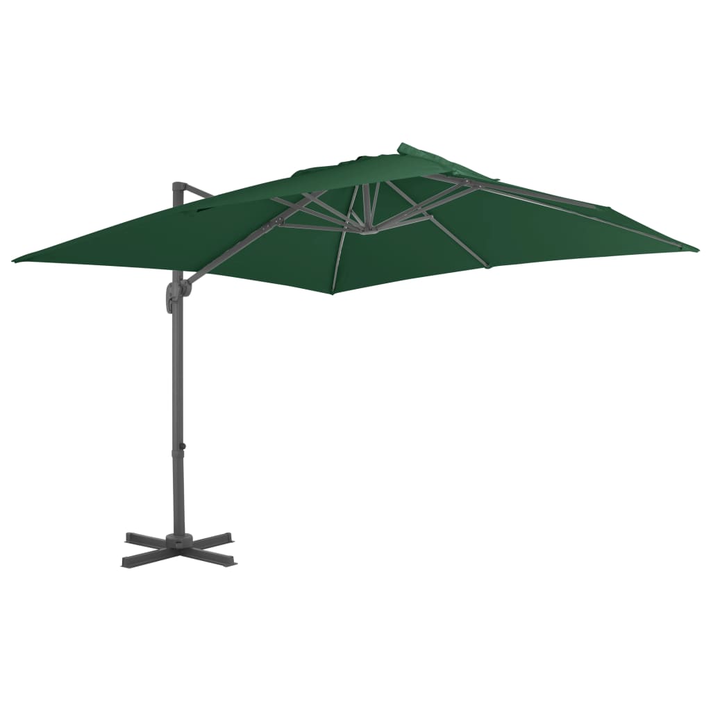 Umbrelă în consolă cu stâlp din aluminiu, verde, 400x300 cm