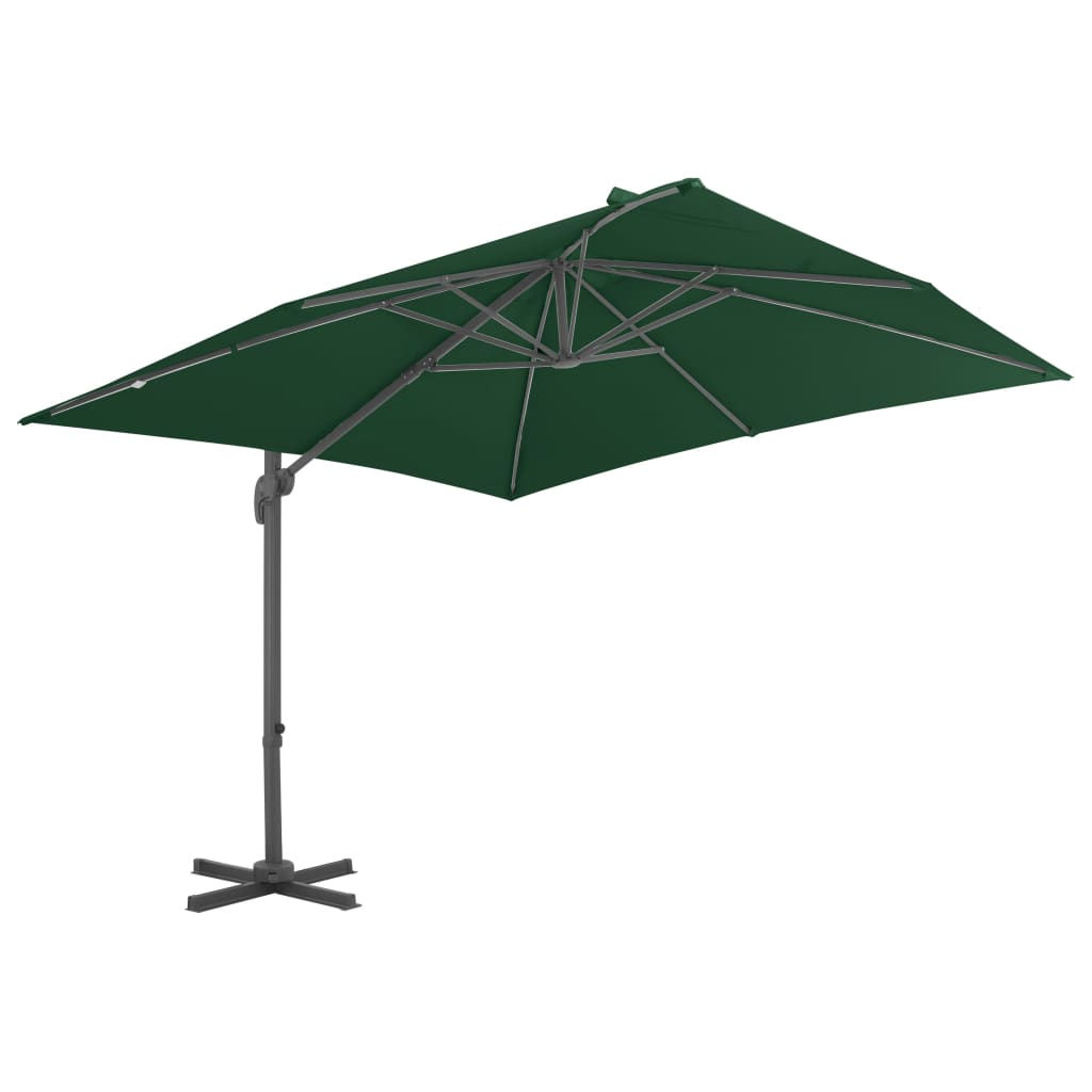 Umbrelă în consolă cu stâlp din aluminiu, verde, 400x300 cm