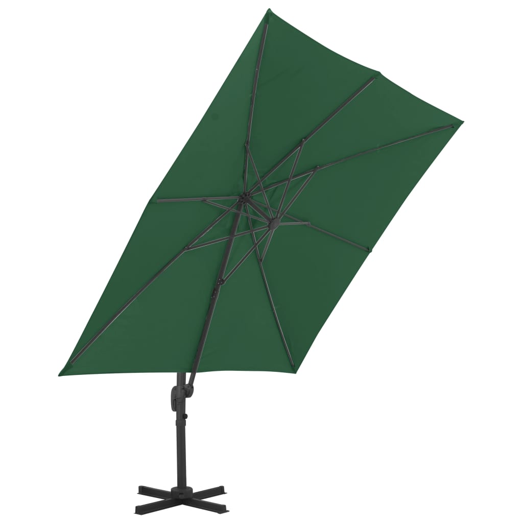 Umbrelă în consolă cu stâlp din aluminiu, verde, 400x300 cm