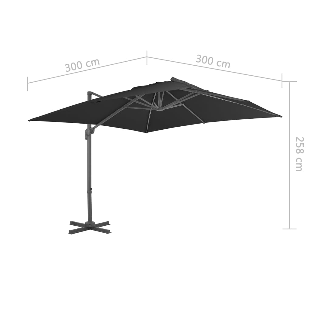 Umbrelă în consolă cu stâlp din aluminiu, 300x300 cm, antracit