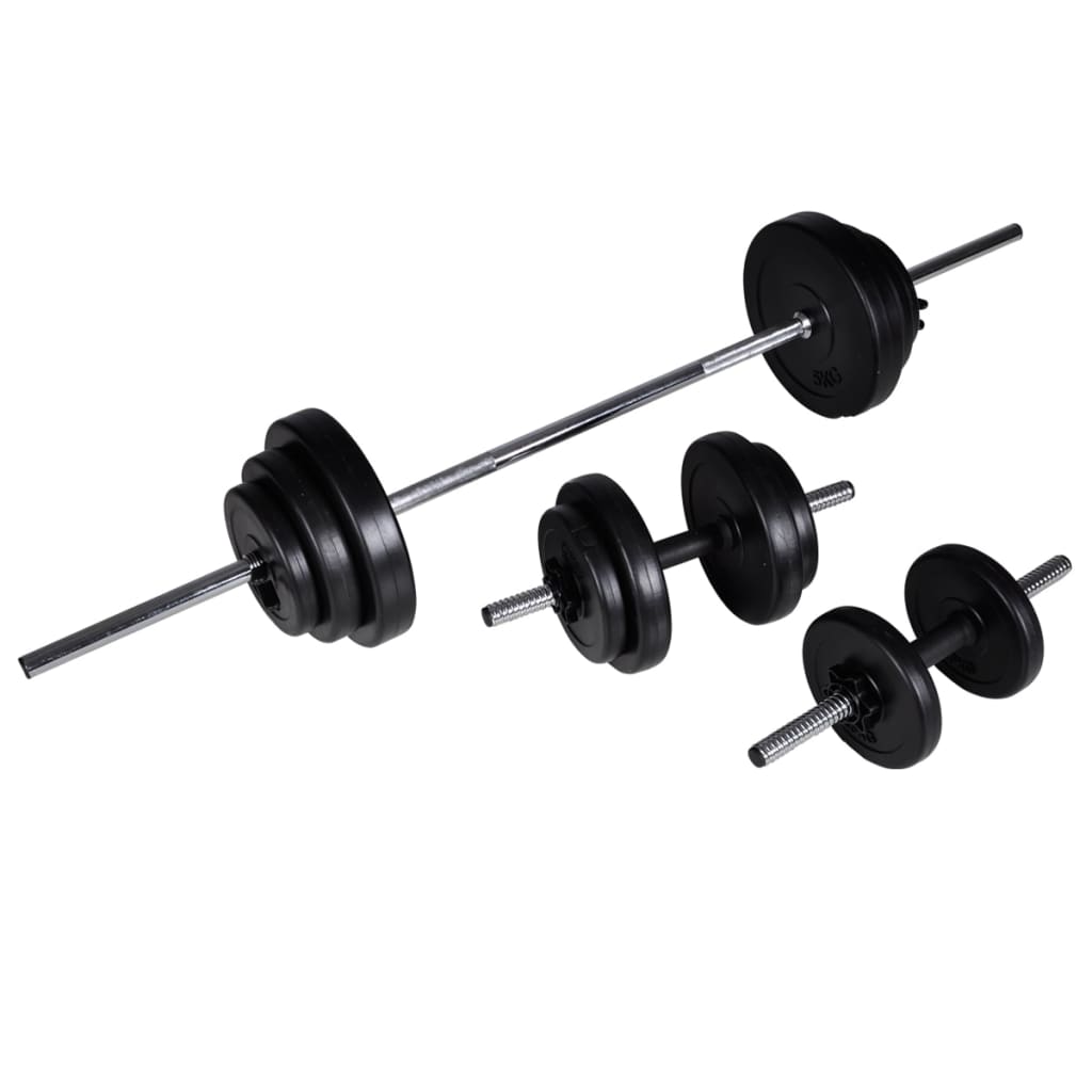 Bancă fitness cu rastel greutăți, set haltere/gantere, 30,5 kg