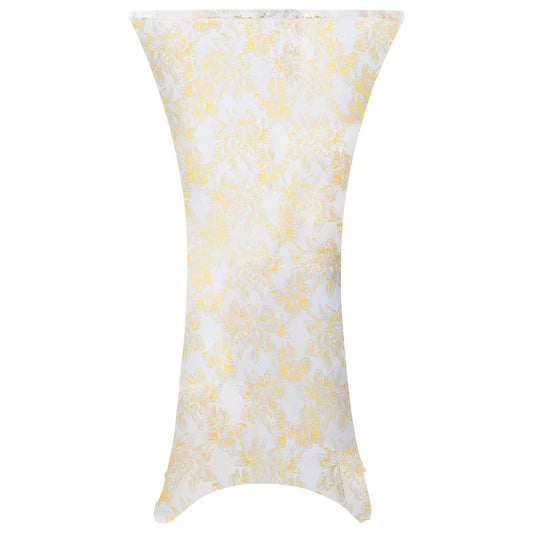 Huse elastice de masă, 2 buc., alb cu imprimeu auriu, 70 cm