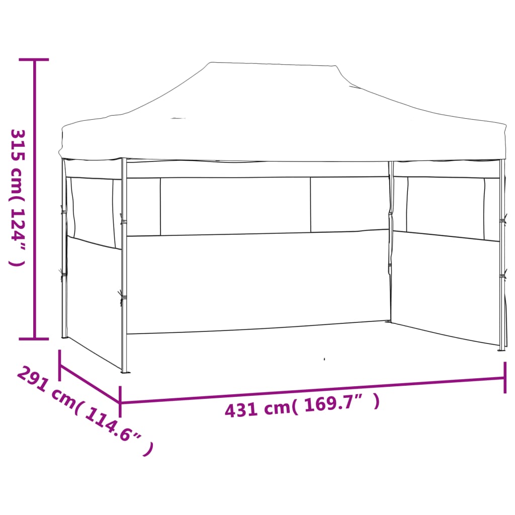 Cort pliabil cu 3 pereți, 3 x 4,5 m, antracit