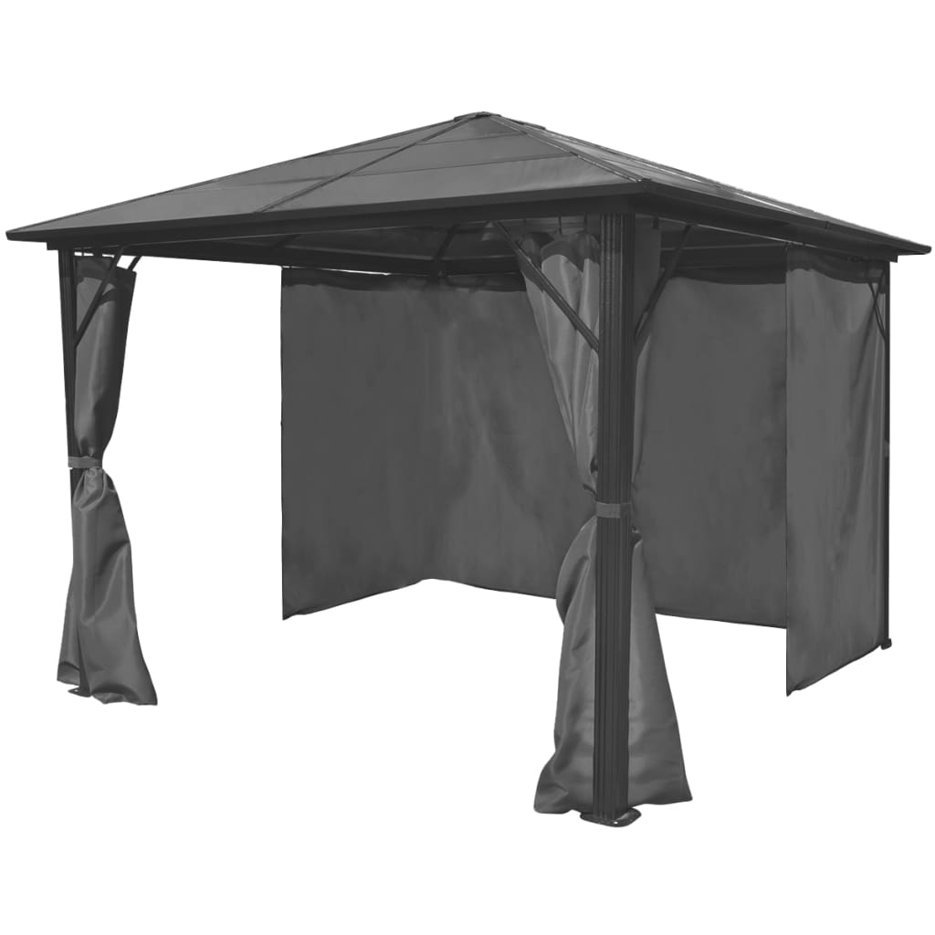 Pavilion cu perdea, antracit, 300 x 300 cm, aluminiu