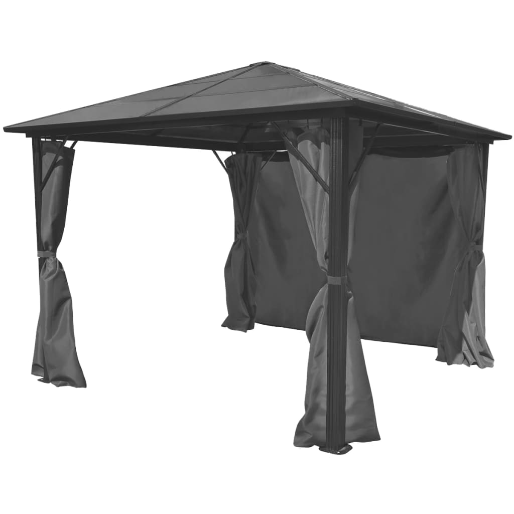 Pavilion cu perdea, antracit, 300 x 300 cm, aluminiu